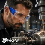 استفاده از عینک ایمنی توتاص AT116 هنگام تراشکاری