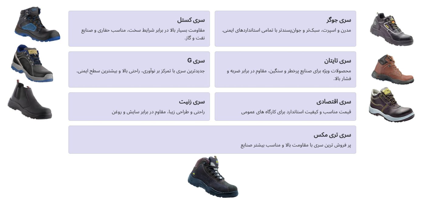 سری کفش ایمنی ایمن پا