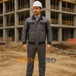 لباس کار کتان بوفالو مهندسی پوشیده‌ شده توسط کارگر در محیط کارگاهی ساختمانی