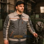 لباس کار بوفالو طوسی استخوانی در محیط صنعتی