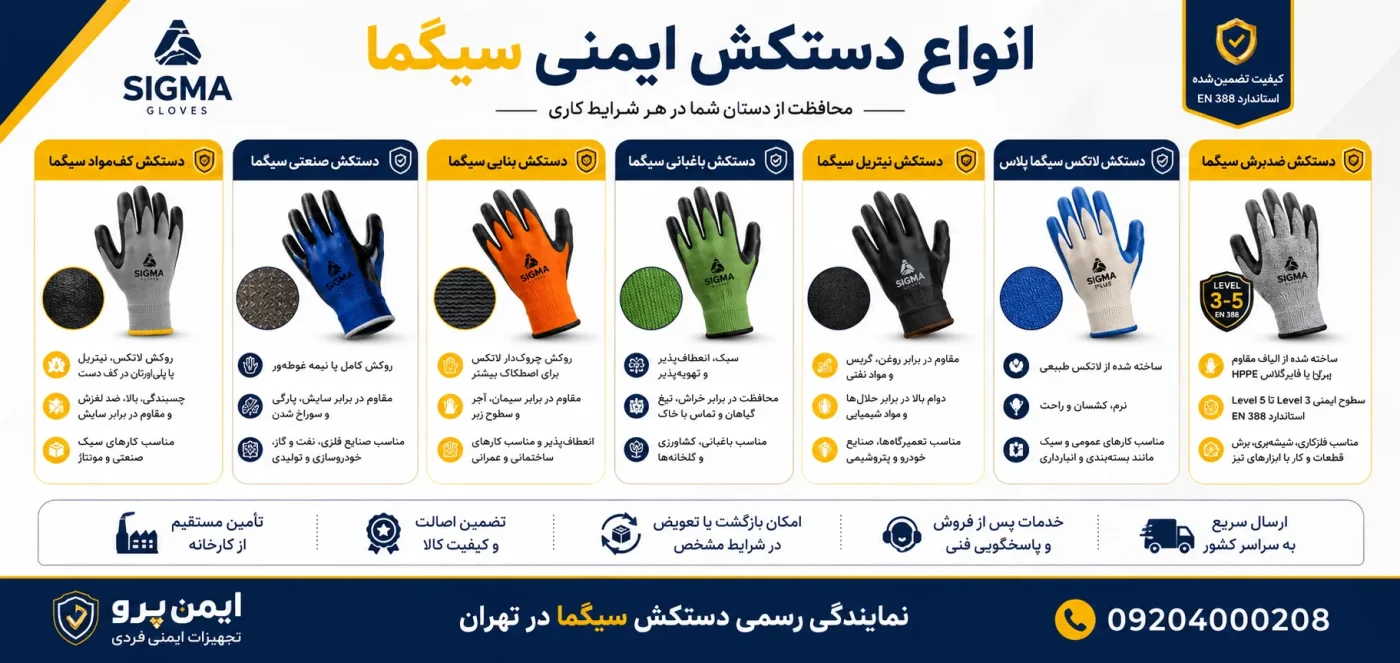 انواع دستکش برند سیگما